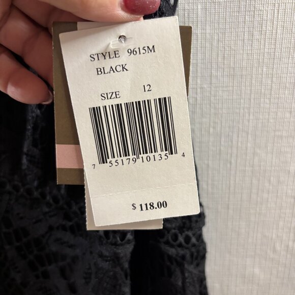 Taylor Womens Black Lace Sleeveless Midi Dress Size 12 New With Tags - Picture 7 of 11